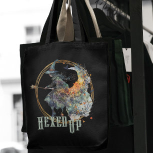 Tote Bag Balai de sorcières effrayantes à l'aquarelle drôle