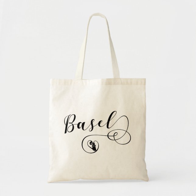 Tote Bag Bâle Coeur Drapeau, Suisse, Bâle (Devant)