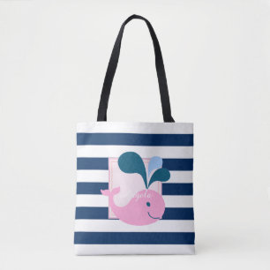 Tote Bag Baleine à dessin moderne - Personnalisée