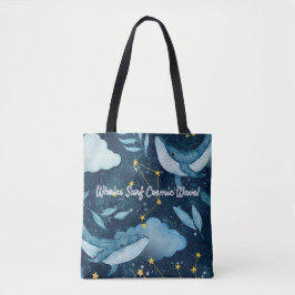 Tote Bag Baleines Surf Vagues cosmiques Design Constellatio
