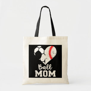 Tote Bag Ball Maman Coeur Funny Baseball Soccer Maman 