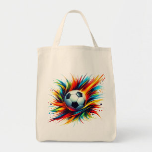 Tote Bag Balle de football Splash Futuriste Football Abstra