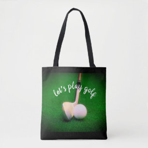 Tote Bag balle de golf et club vert et noir pour les golfeu