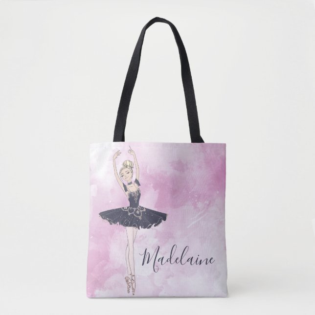 Tote Bag Ballerina bleu rose personnel (Devant)