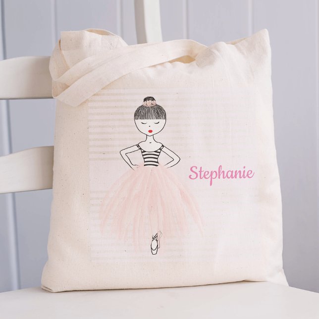 Tote Bag Ballerina en rose Personnalisé (Créateur téléchargé)