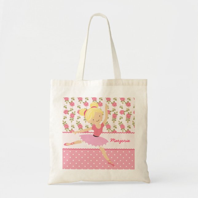 Tote Bag Ballerine rose florale Girly lunatique (Devant)