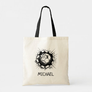 Tote Bag Ballon de football personnalisé brisant le mur de 