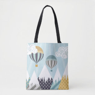 Tote Bag Ballons à air chaud bleu