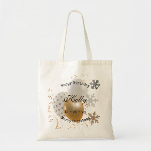 Tote Bag Ballons d'anniversaire de Noël et flocons de neige