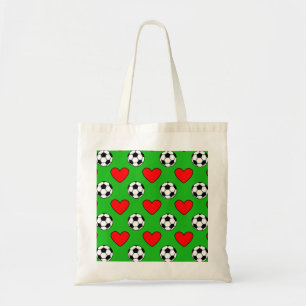 Tote Bag Ballons De Football Et Coeurs Rouges Dessin