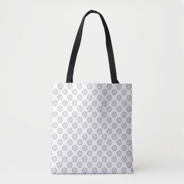 Tote Bag Ballons de volley-ball noir blanc sur blanc (Devant)