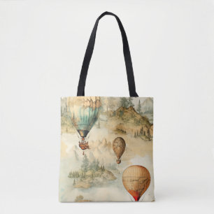 Tote Bag Balloon vintage à air chaud dans un paysage serein
