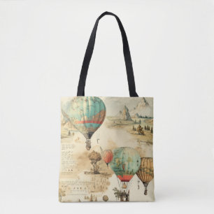 Tote Bag Balloon vintage à air chaud dans un paysage serein