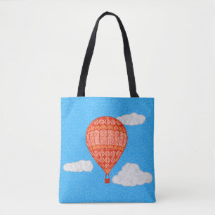 Tote Bag Ballotte à air chaud, Coral Orange contre un ciel