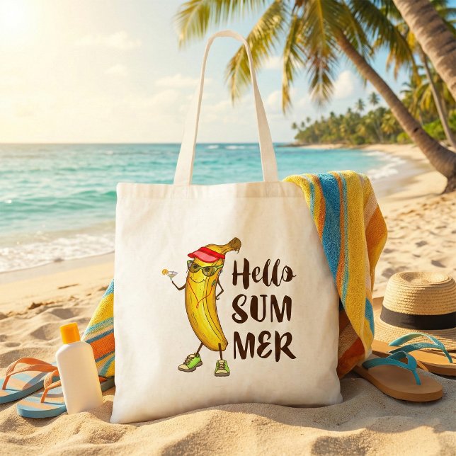 Tote Bag Banane cool Bonjour été drôle Fruit tropical (Créateur téléchargé)