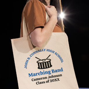 Tote Bag Bande de Marching du lycée bleu personnalisable