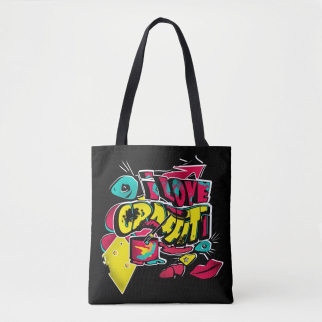 Tote Bag bande dessinée Abstraite graffiti gronge les lèvre (Devant)