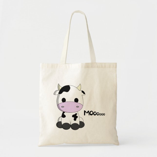 Tote Bag Bande dessinée mignonne de vache à bébé (Devant)