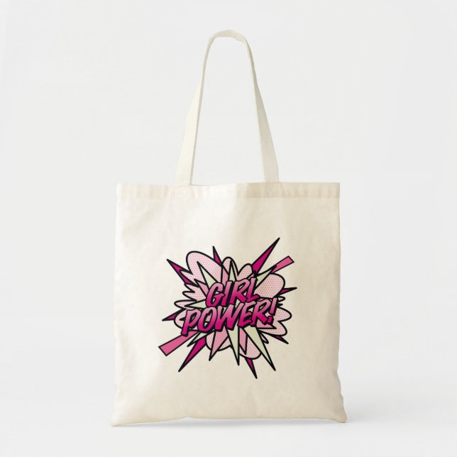 Tote Bag Bande dessinée Pop Art Pink GIRL POWER (Devant)