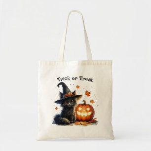 Tote Bag Bande d'Halloween ou traiter le chat noir dans le 