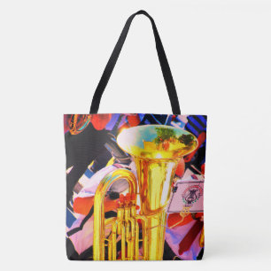 Tote Bag Bande en laiton inclinée par tuba brillant de
