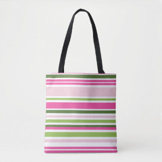 Tote Bag Bande rose et verte