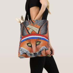 Tote Bag Bandeau patriotique animal collage renard rouge hi
