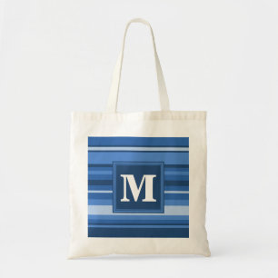 Tote Bag Bandes bleu monogramme
