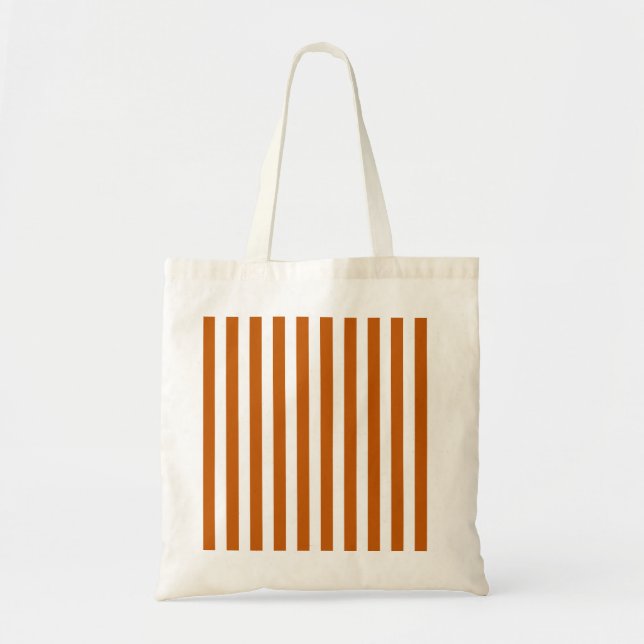 Tote Bag Bandes de bonbons orange et blanc brûlés (Devant)