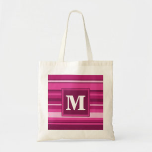 Tote Bag Bandes de monogramme fuchsia