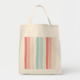 Tote Bag Bandes estivales en corail et turquoise