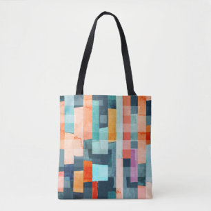 Tote Bag Bandes géométriques multicolores, motif tendance.