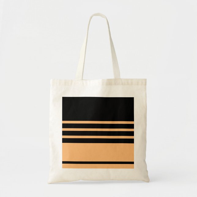 Tote Bag Bandes horizontales en terre cuite noire (Devant)