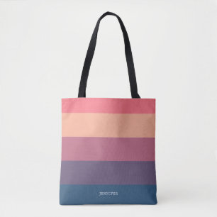 Tote Bag Bandes modernes avec Monogramme