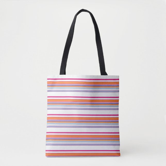Tote Bag Bandes orange rose pâle (Devant)