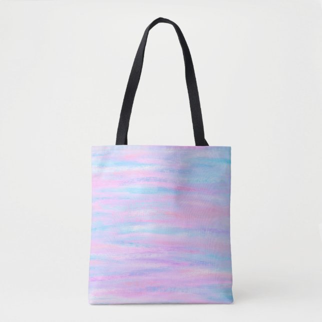 Tote Bag Bandes Peintes Turquoise Rose violet (Devant)