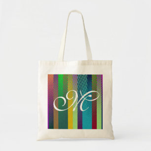 Tote Bag Bandes pointillées Motif couleur + votre monogramm