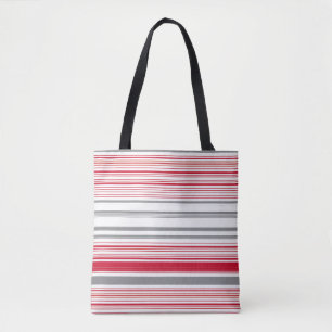 Tote Bag Bandes rouges gris mignonnes