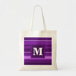 Tote Bag Bandes violettes monogrammes