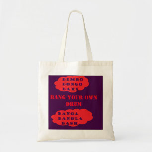 Tote Bag Bang votre propre message de tambour design rouge 