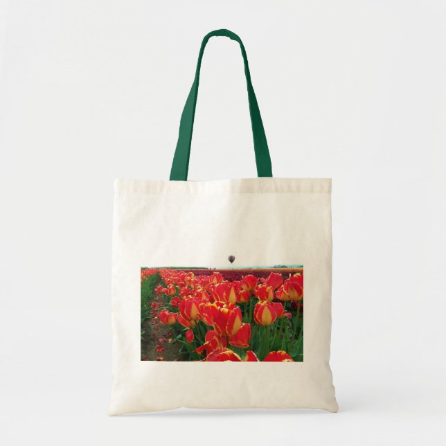 Tote Bag Banja Luka Tulips à Field with Hot Air Balloon (Devant)