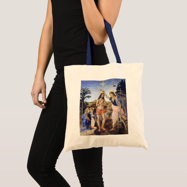 Tote Bag Baptême du Christ par Verrocchio, Léonard de Vinci (Devant (produit))