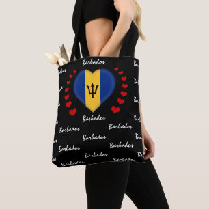 Tote Bag Barbados Flag & Heart Barbados Flag mode/sport