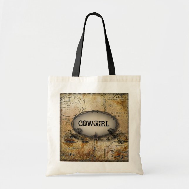 Tote Bag barbelé rustique western country cowboy mariage (Devant)