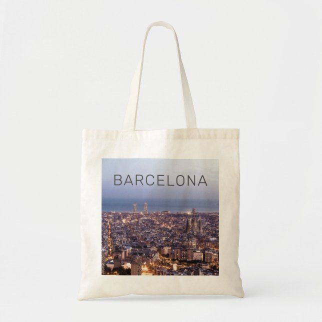 Tote Bag Barcelone Catalogne Sunset Skyline Espagne Citysca (Devant)