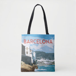 Tote Bag Barcelone, Espagne Vue artistique du littoral