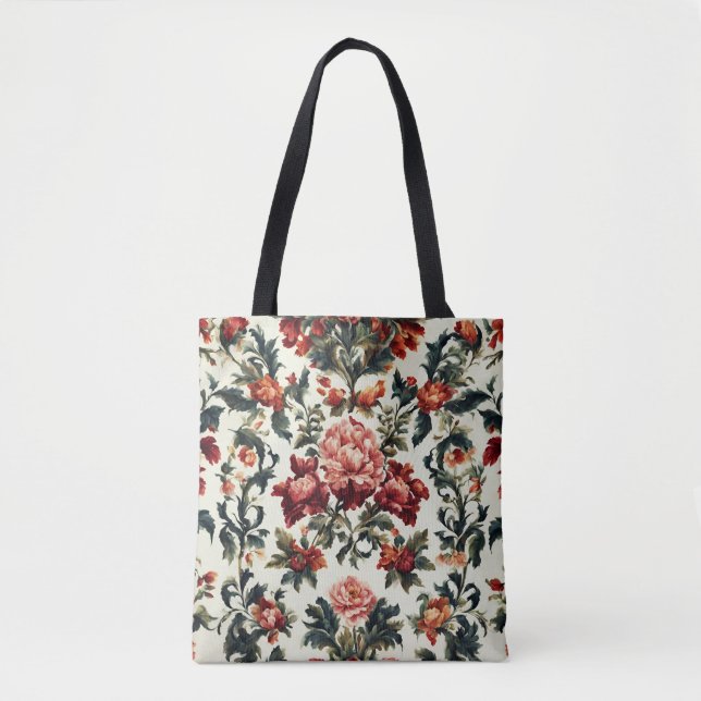 Tote Bag baroque italien. Fleurs et Feuilles chics (Devant)