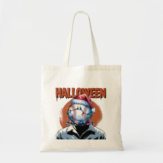 Tote Bag Baseball festif : Halloween se rencontre Noël (Devant)