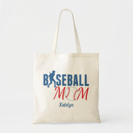 Tote Bag Baseball Maman mignonne Monogramme Bleu Rouge