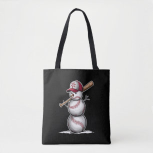 Tote Bag Baseball Snowman Balls Neige Noël Noël Noël cadeau